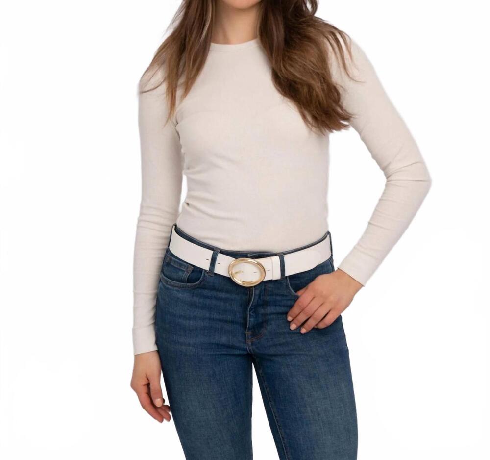NEW AMSTERDAM HERITAGE round buckle leather belt in white